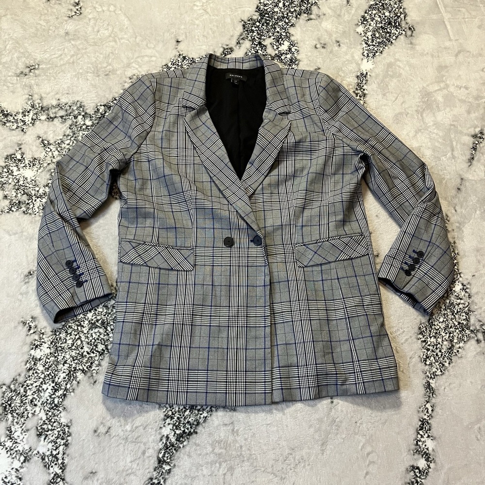 Halogen Blazer Womens Size XXL Gray Plaid Single Breasted Office Jacket